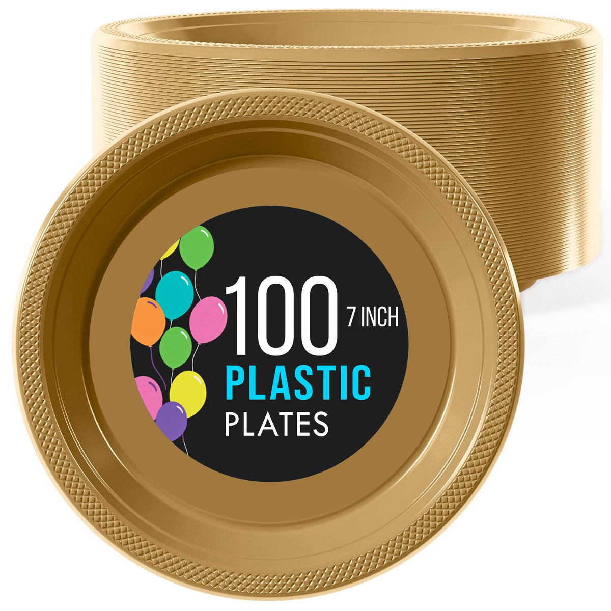 7 In. Gold Plastic Plates | 100 Count