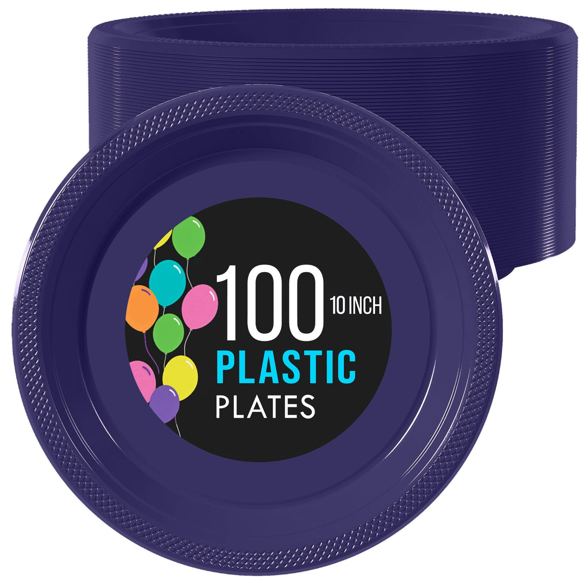 10 In. Navy Plastic Plates | 100 Count