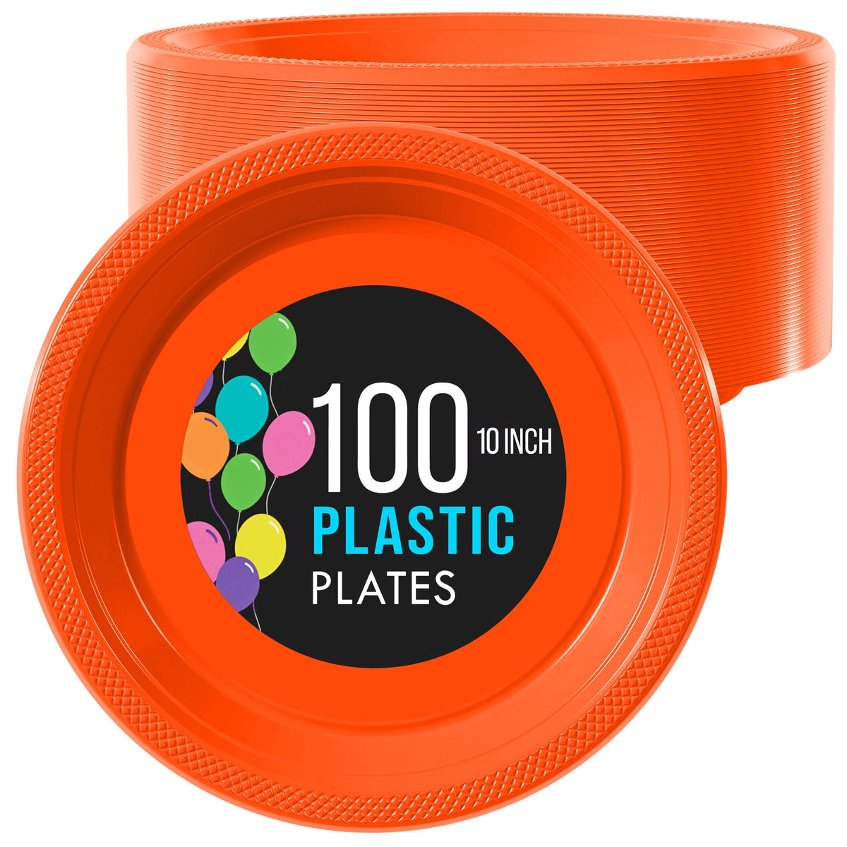 10 In. Orange Plastic Plates | 100 Count