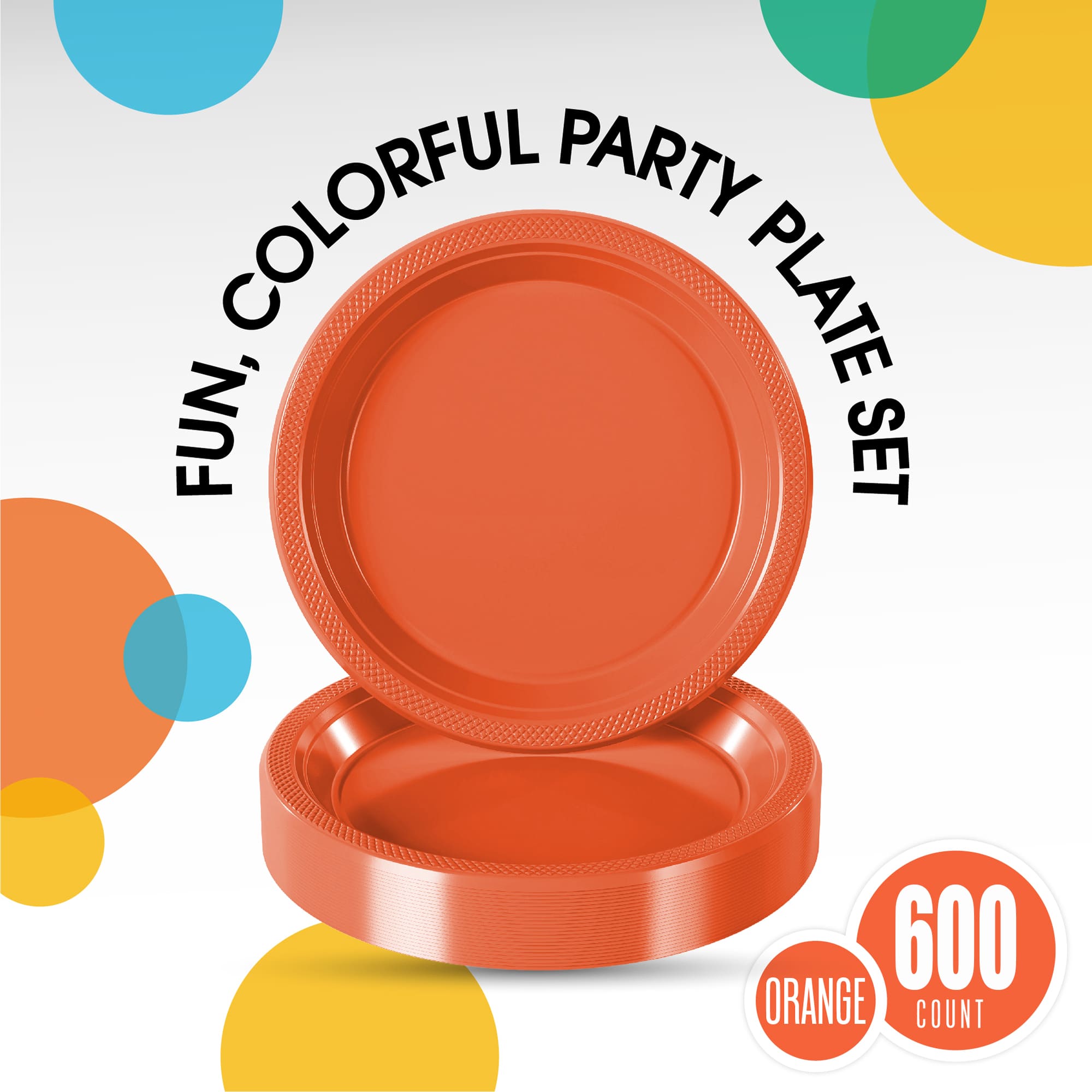 9 In. Orange Plastic Plates | Case of 600