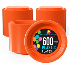 9 In. Orange Plastic Plates | Case of 600