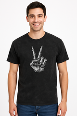 Adult Skeleton Peace Sign Halloween T-Shirt
