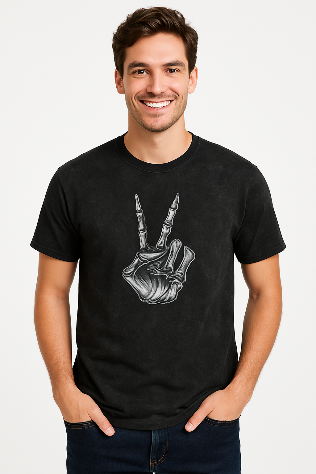 Skeleton Peace Sign Halloween T-Shirt (2-Pack)