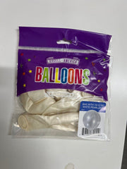 10ct, 12" White Pearlized Latex Balloon