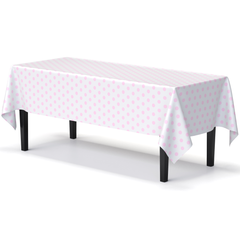 Pink Polka Dot Plastic Table Covers | 12 Pack