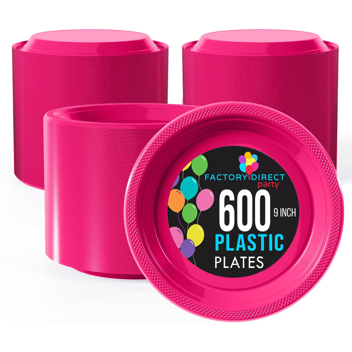 9 In. Hot Pink Plastic Plates | Case of 600