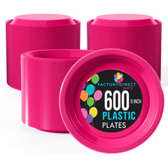 9 In. Hot Pink Plastic Plates | Case of 600