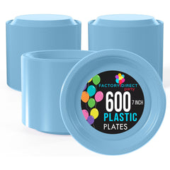 7 In. Light Blue Plastic Plates | Case of 600