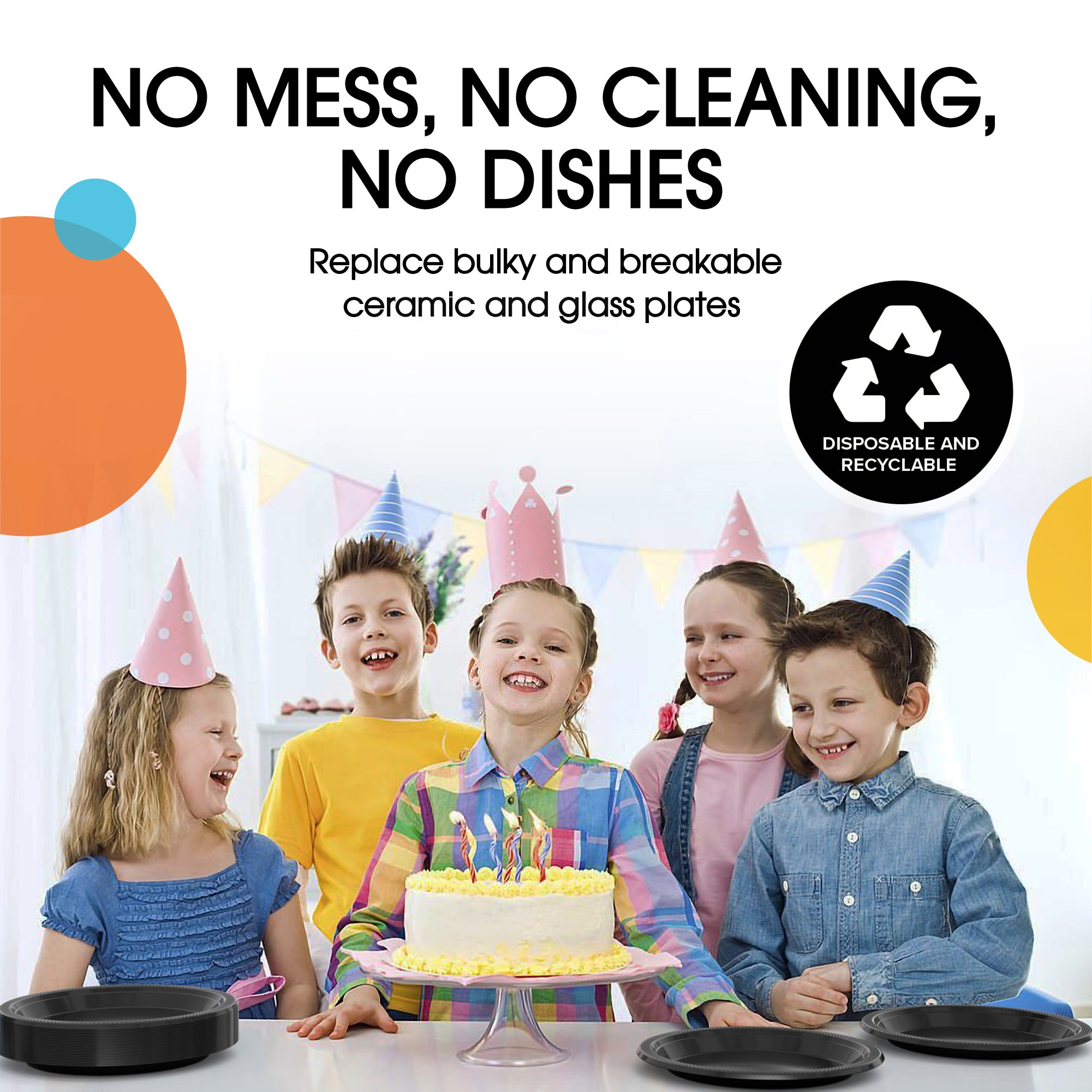 10 in. Black Plastic Plates | 20 Ct.