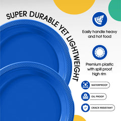 9 In. Dark Blue Plastic Plates | 100 Count