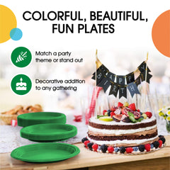 10 In. Emerald Green Plastic Plates | 100 Count