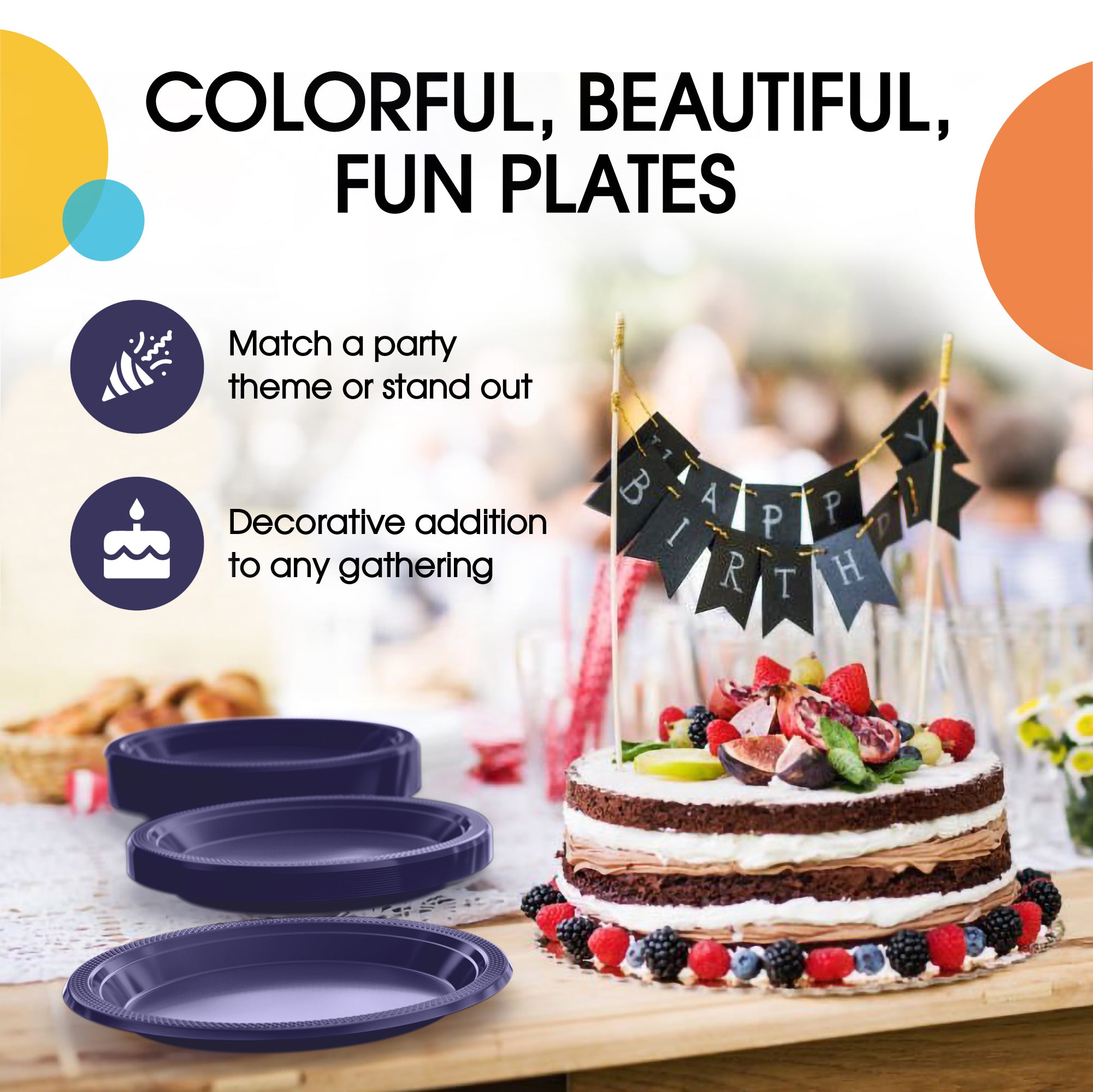 7 in. Navy Plastic Plates | Case of 600