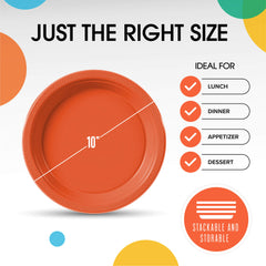 10 In. Orange Plastic Plates | Case of 600