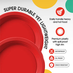 9 In. Red Plastic Plates | 100 Count