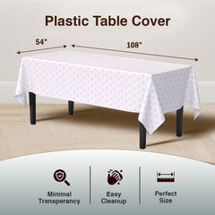 Pink Polka Dot Plastic Table Covers | 6 Pack | 54 in. x 108 in.