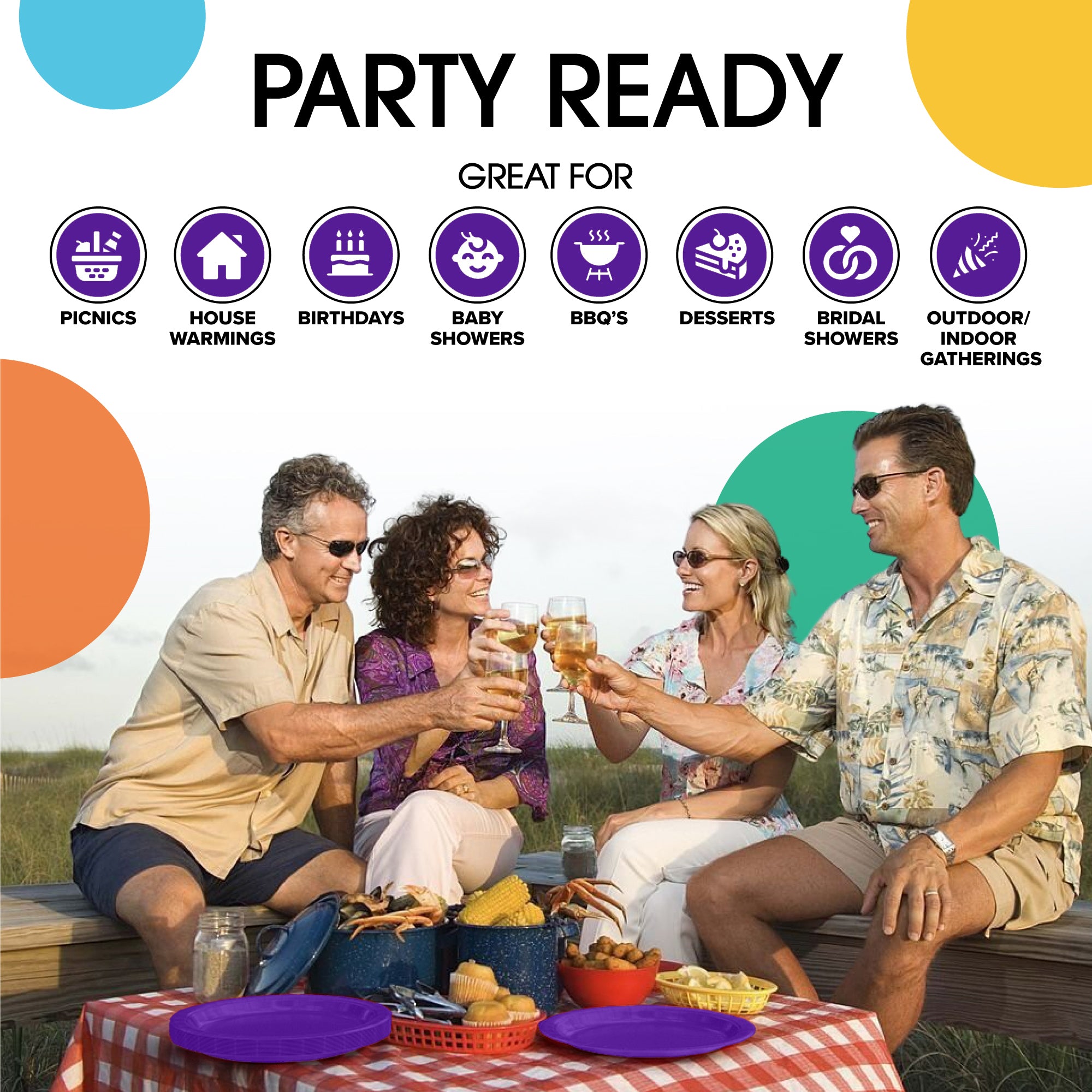 7 In. Purple Paper Plates - 20 Ct.