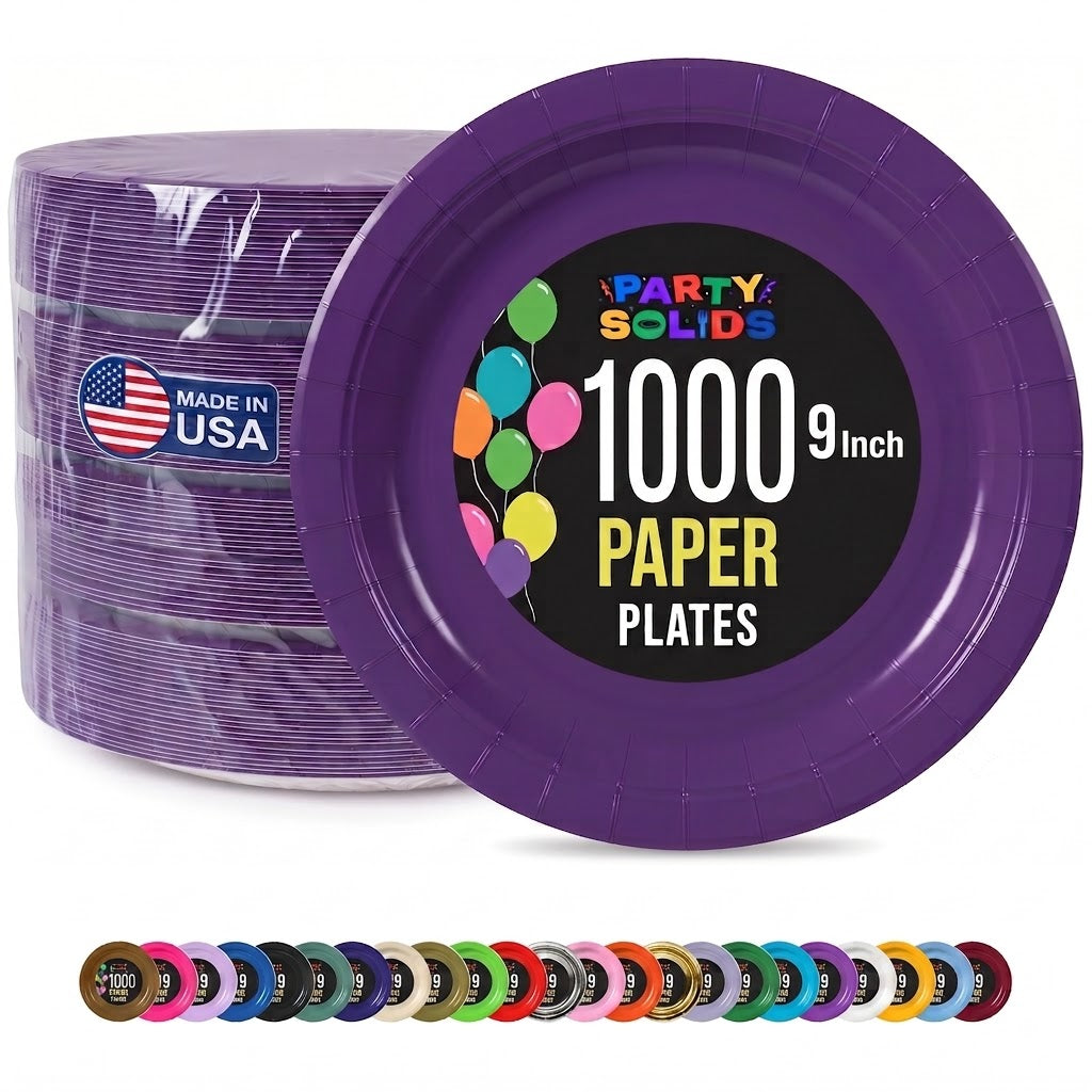 9 in. Purple Paper Plates | Case of 1000