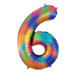 34" Rainbow Number 6 Balloon