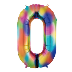 34" Rainbow Number 0 Balloon