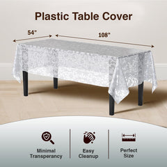 White Lace Plastic Table Covers | 6 Pack