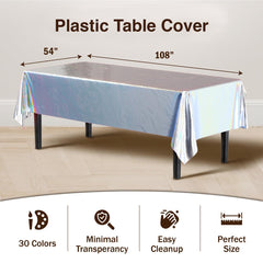 Iridescent Plastic Table Covers | 6 Count