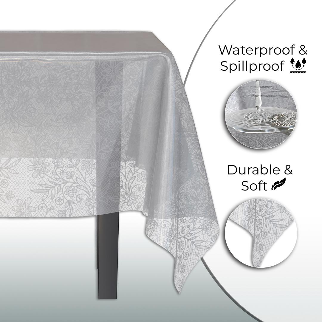 Silver Floral Plastic Table Covers | 6 Pack