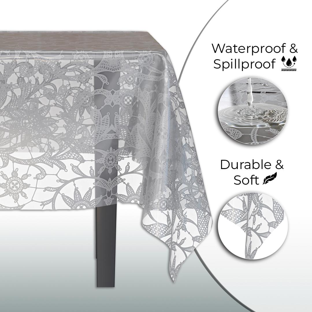 Silver Lace Plastic Table Covers | 6 Pack