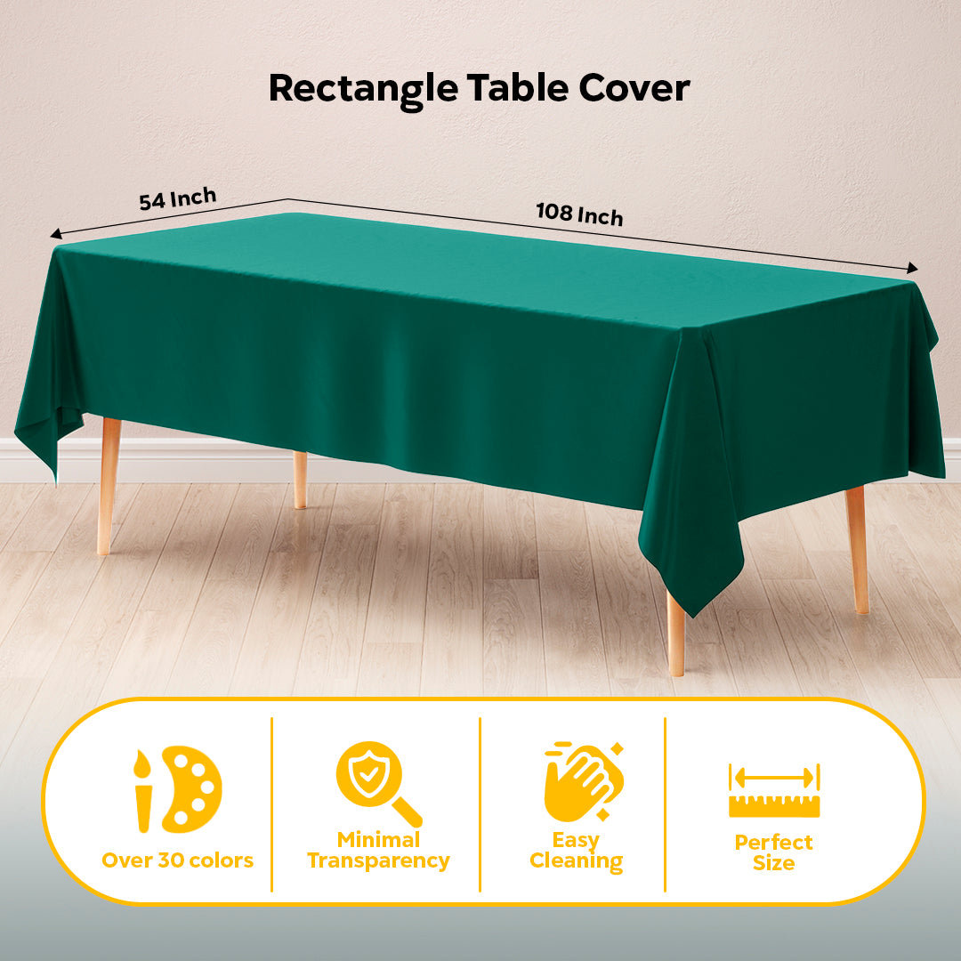 Dark Green Plastic Table Covers | 6 Pack | 54 in. x 108 in.