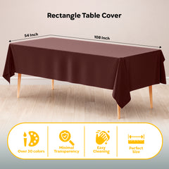Brown Plastic Table Covers | 6 Pack | 54 in. x 108 in.