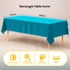 Turquoise Plastic Table Covers | 6 Pack | 54 in. x 108 in.
