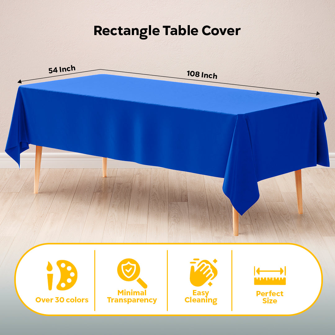 Dark Blue Plastic Table Covers | 6 Pack | 54 in. x 108 in.