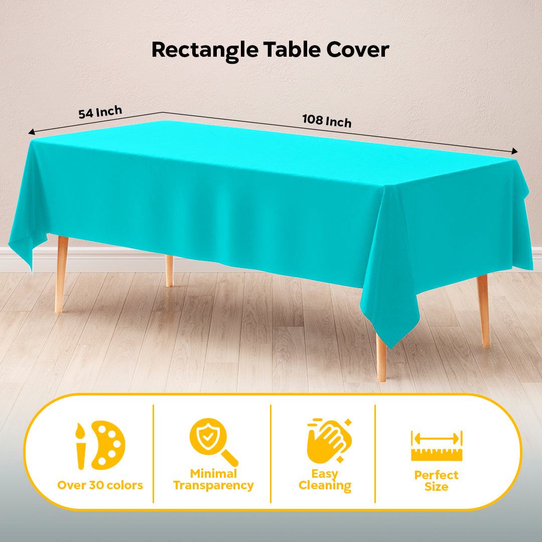 Aqua Blue Plastic Table Covers | 6 Pack | 54 in. x 108 in.