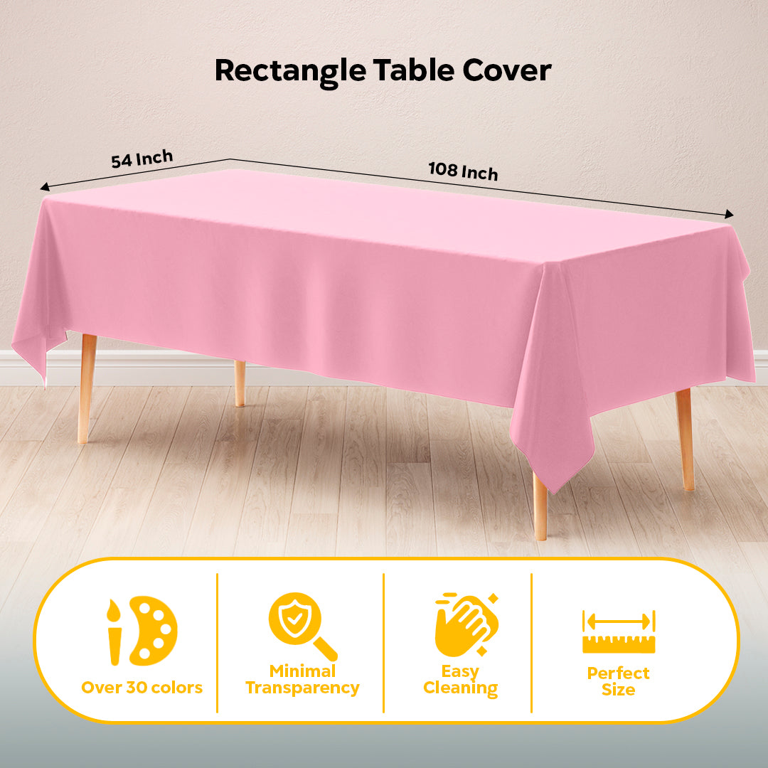 Pink Plastic Table Cover | Case of 48 | 54 in. x 108 in.