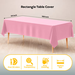 Pink Plastic Table Cover | Case of 48 | 54 in. x 108 in.