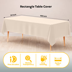Ivory Plastic Table Covers | 6 Pack | 54 in. x 108 in.