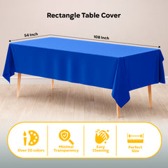 Dark Blue Plastic Table Cover | Case of 48 | 54 in. x 108 in.