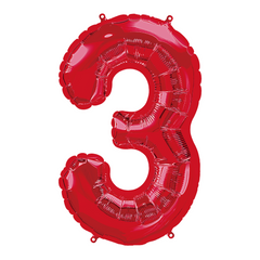 34" Red Number 3 Balloon