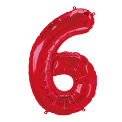 34" Red Number 6 Balloon