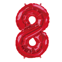 34" Red Number 8 Balloon