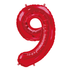 34" Red Number 9 Balloon