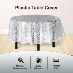 Round White Lace Plastic Table Covers | 6 Pack