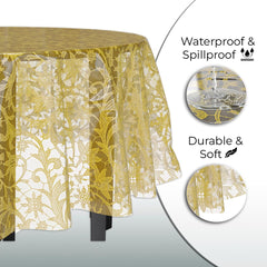 Round Gold Lace Plastic Table Cover | Case of 48