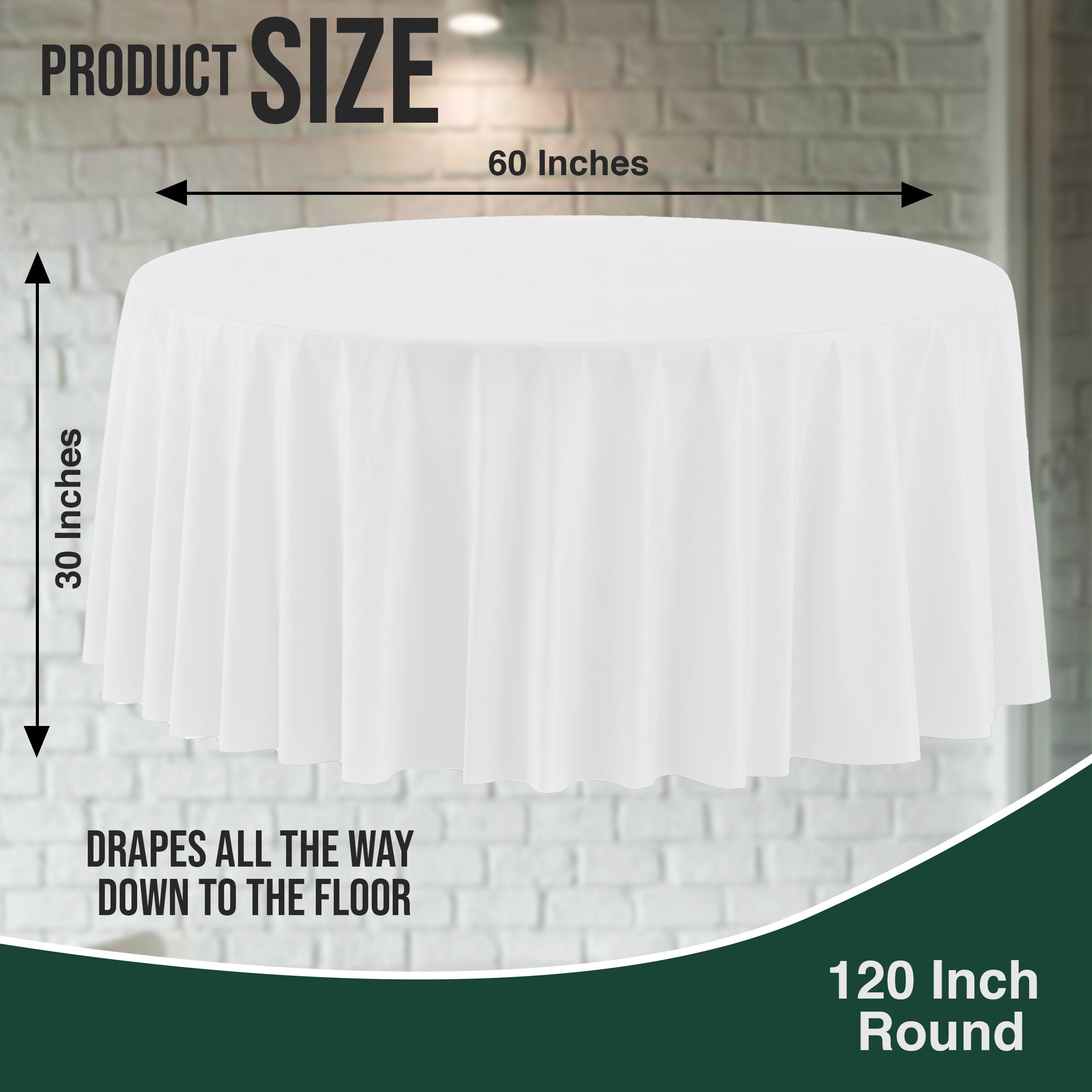 120 in. Premium Round White Plastic Table Cover | Case of 60
