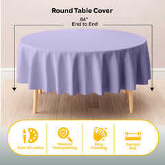 Round Lavender Plastic Table Covers | 6 Pack | 84 in.