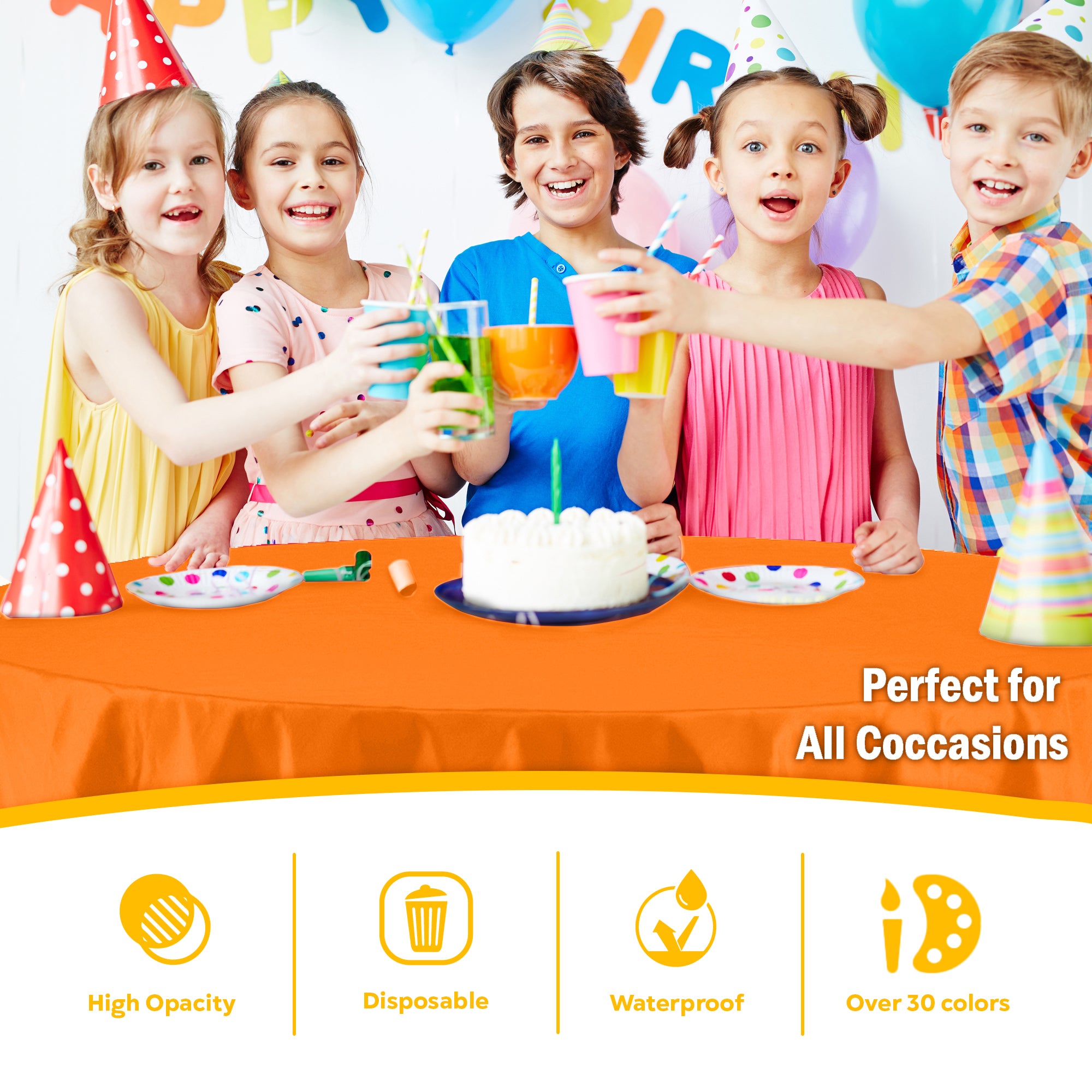 Round Orange Plastic Table Cover | 84 in. | Case of 48