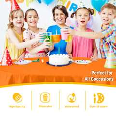 Round Orange Plastic Table Cover | 84 in. | Case of 48