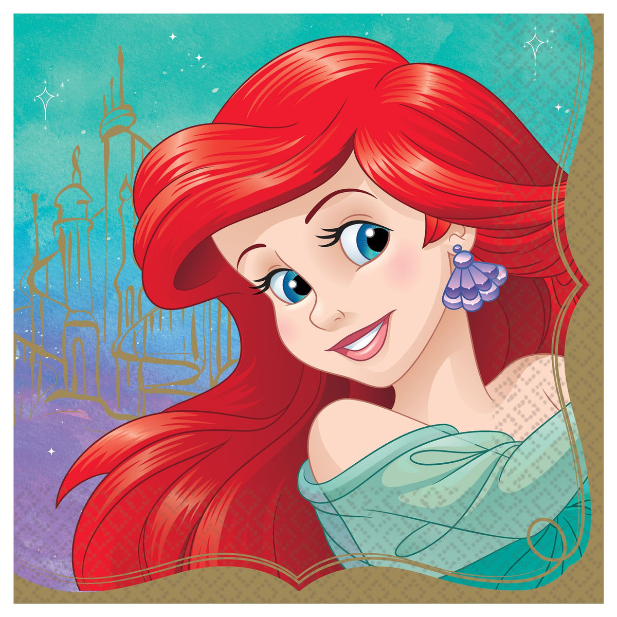 Disney Princess Ariel Lunch Napkins - 6.5 In. x 6.5 In. - 16 Pack