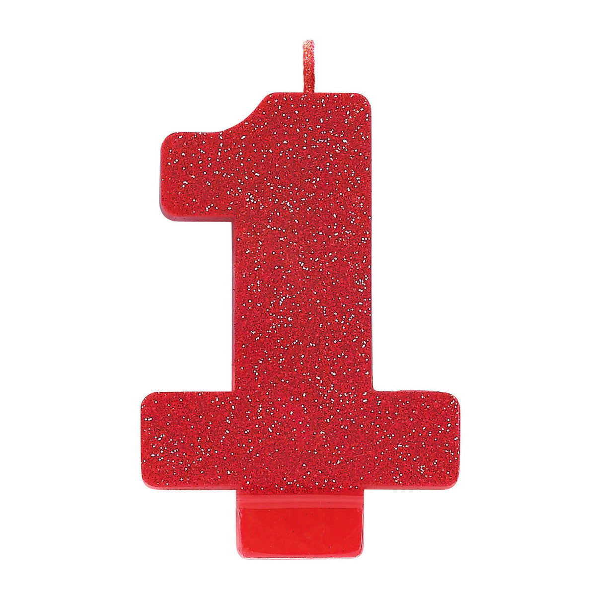Red Glitter Number 1 Birthday Candle | 3.25 In.