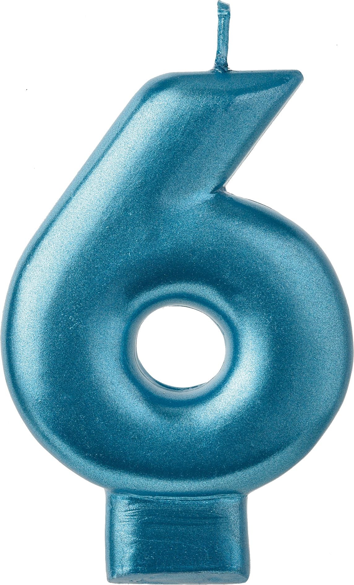 Metallic Blue Number 6 Birthday Candle | 3.25 In.