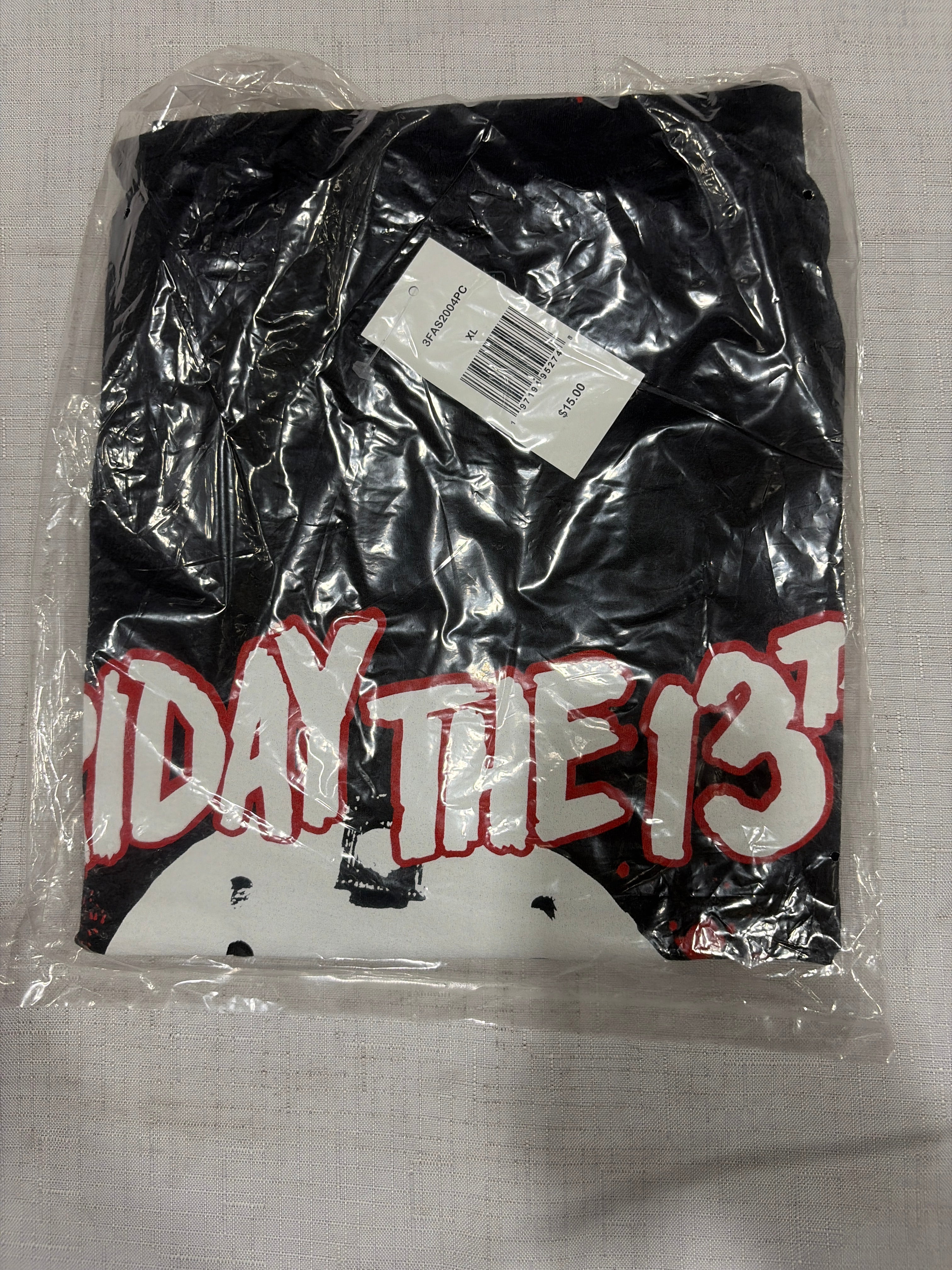 Adult Halloween T-Shirt with Friday the 13th Mask Print